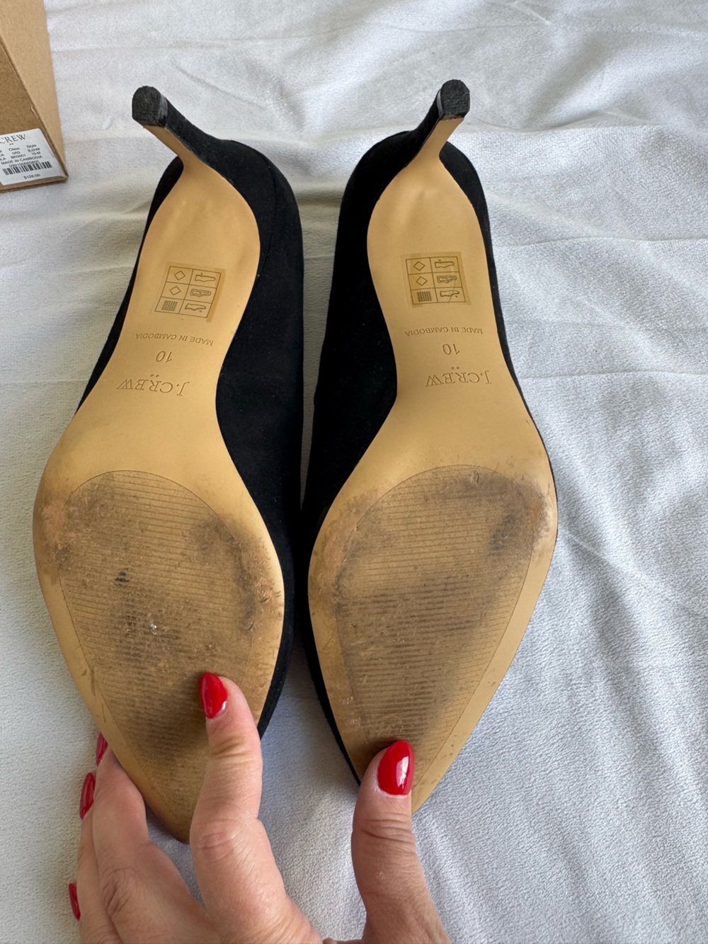 J. Crew Sueded Heeled Pump Black Women Size 10 officecore closet staple Heel - Picture 6 of 7